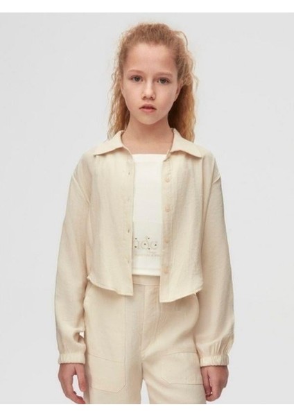 Kız Çocuk Pamuklu Bol Kesim Uzun Kol Gömlek fiyatları