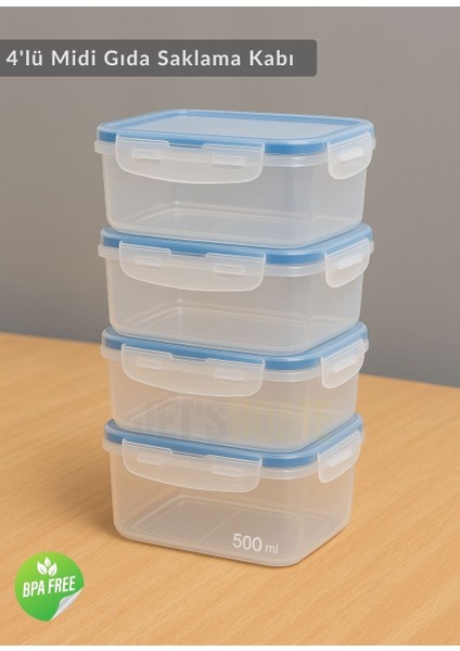 4'lü Diyet Kabı Seti Bpa Free Hava Almaz Saklama Kabı Çıkarılabilir Bölmeli Gıda Kutusu 500 ml fiyatları