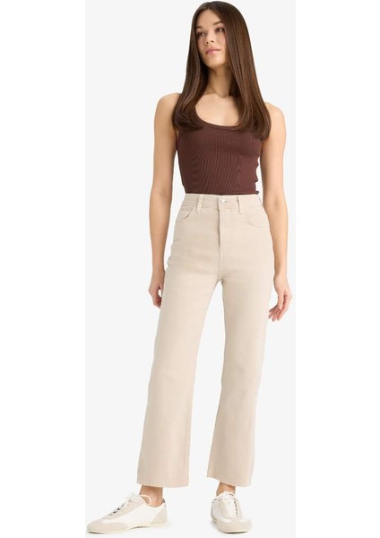 Yeni Sezon Crop Flare Fit Yüksek Bel Bilek Boy Jean Pantolon modelleri