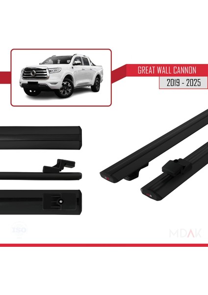 Great Wall Cannon 2019 ve Sonrası ile Uyumlu Basıc Model Ara Atkı Tavan Barı Siyah 2 Adet modelleri