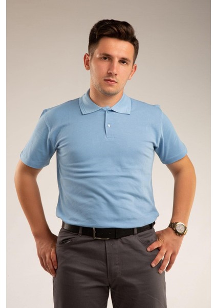 Mavi Kısa Kollu Genç Boy Lise Okul Lakos Polo Yaka T-Shirt