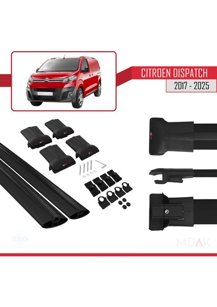 Citroen Dispatch (K0) 2017 ve Sonrası ile Uyumlu Fly Model Ara Atkı Tavan Barı Siyah 2 Adet indirimleri
