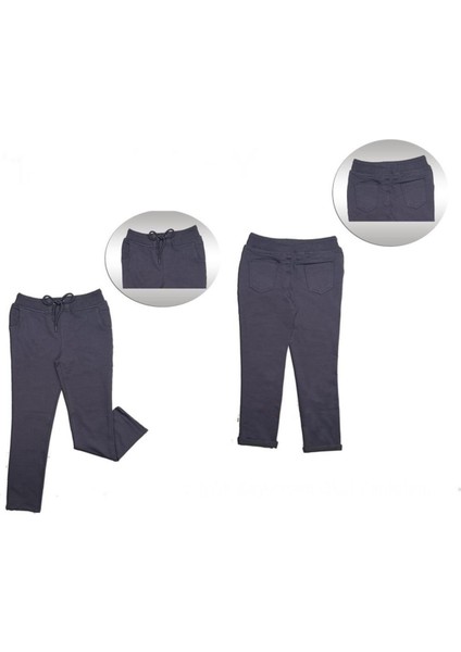Lacivert Unisex Okul Pantolonu Beli Lastikli Likralı Slim Fit Comfort Canvas Kaşkorse Çocuk Pantolon indirimleri