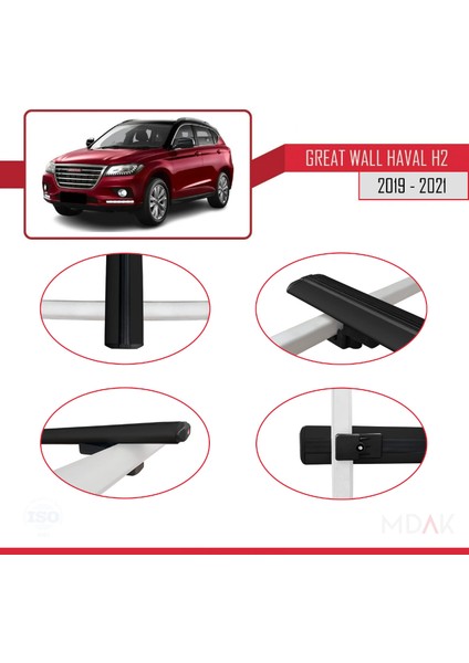 Great Wall Haval H2 2019-2021 Arası ile Uyumlu Basıc Model Ara Atkı Tavan Barı Siyah 3 Adet fırsatları