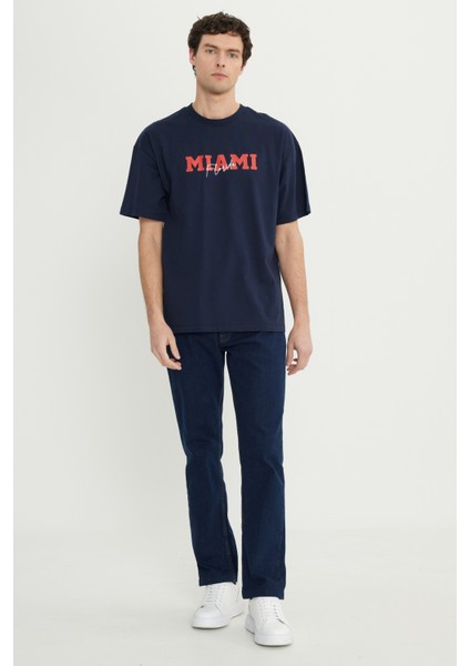 Oversize %100 Pamuk Geniş Kesim Baskılı Bisiklet Yaka Tişört fiyatları