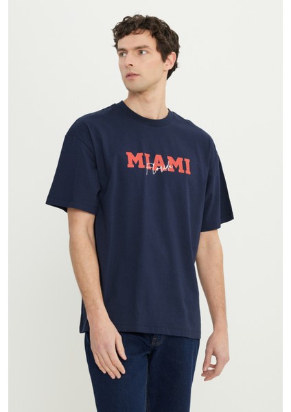 Oversize %100 Pamuk Geniş Kesim Baskılı Bisiklet Yaka Tişört modelleri