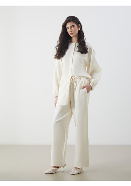 Yeni Sezon Beli Lastikli Genis Paca Muslin Kadin Pantolon - S5M279Z8 fiyatları
