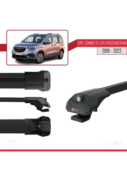 Opel Combo E Life 2019-2022 Arası ile Uyumlu Ace-1 Ara Atkı Tavan Barı Siyah 2 Adet