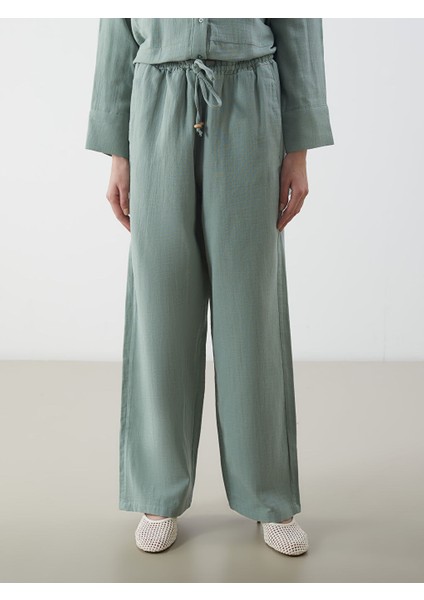 Yeni Sezon Beli Lastikli Genis Paca Muslin Kadin Pantolon - S5M279Z8 fiyatları