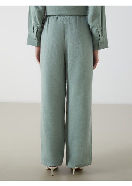 Yeni Sezon Beli Lastikli Genis Paca Muslin Kadin Pantolon - S5M279Z8 fırsatları