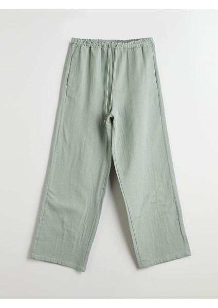 Yeni Sezon Beli Lastikli Genis Paca Muslin Kadin Pantolon - S5M279Z8 indirimleri