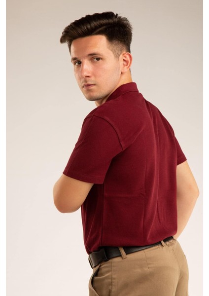 Bordo Kısa Kollu Genç Boy Lise Okul Lakos Polo Yaka T-Shirt indirimleri