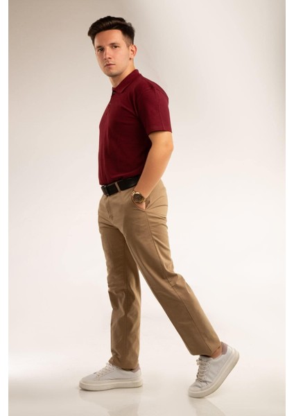 Bordo Kısa Kollu Genç Boy Lise Okul Lakos Polo Yaka T-Shirt