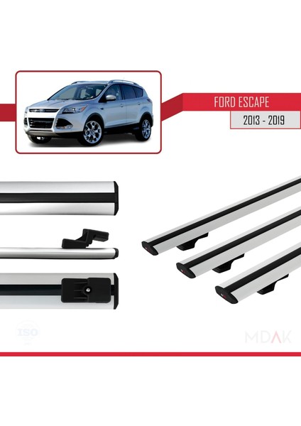 Ford Escape 3 2013-2019 Arası ile Uyumlu Basıc Model Ara Atkı Tavan Barı Gri 3 Adet modelleri