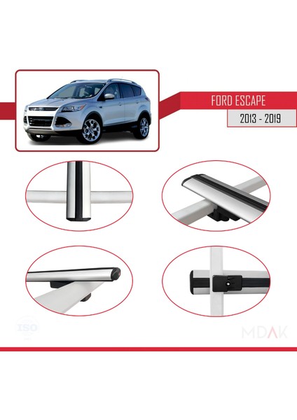 Ford Escape 3 2013-2019 Arası ile Uyumlu Basıc Model Ara Atkı Tavan Barı Gri 3 Adet fırsatları