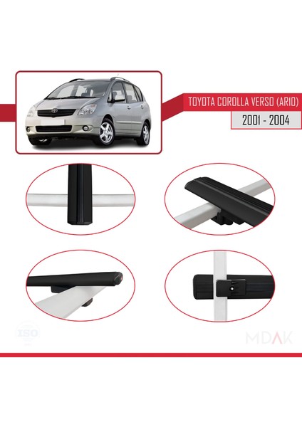 Toyota Corolla Verso (E120) 2001-2004 Arası ile Uyumlu Basıc Model Ara Atkı Tavan Barı Siyah 3 Adet fırsatları