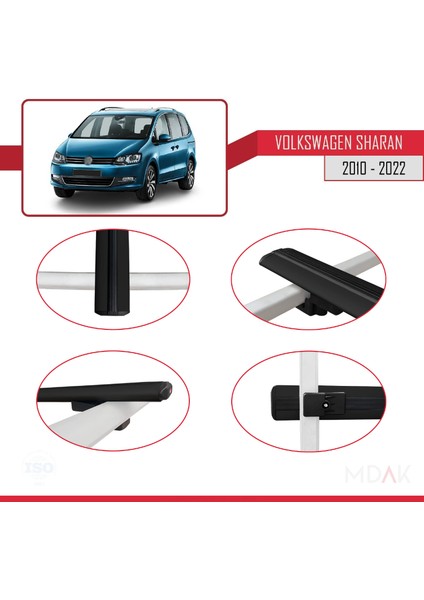 Volkswagen Sharan 2 (7n) 2010-2022 Arası ile Uyumlu Basıc Model Ara Atkı Tavan Barı Siyah 3 Adet fırsatları