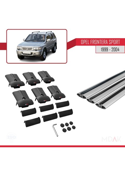 Opel Frontera Sport 2 1999-2004 Arası ile Uyumlu Fly Model Ara Atkı Tavan Barı Gri 3 Adet indirimleri
