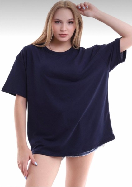 Unisex Kırmızı Bisiklet Yaka Basic Oversize T-Shirt fiyatları