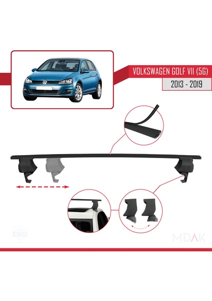 Volkswagen Golf 7 (5g) 2013-2019 Arası ile Uyumlu Ace-4 Ara Atkı Tavan Barı Siyah 2 Adet modelleri
