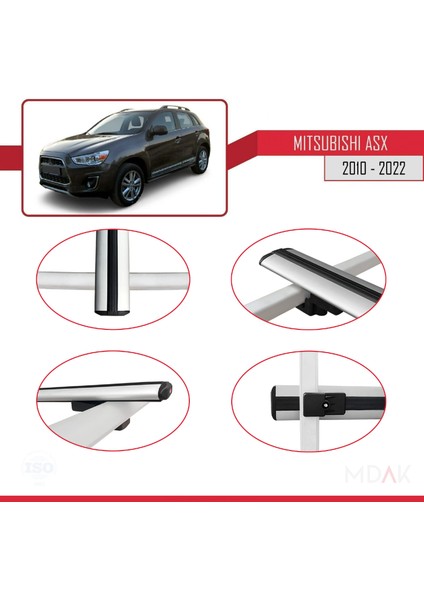 Mitsubishi Asx (Ga) 2010-2022 Arası ile Uyumlu Basıc Model Ara Atkı Tavan Barı Gri 3 Adet