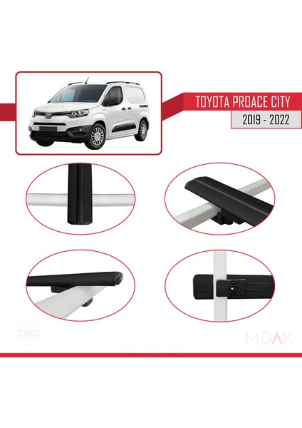 Toyota Proace City 2019-2022 Arası ile Uyumlu Basıc Model Ara Atkı Tavan Barı Siyah 3 Adet fırsatları
