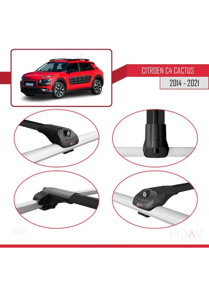 Citroen C4 Cactus 2014-2021 Arası ile Uyumlu Ace-1 Ara Atkı Tavan Barı Siyah 3 Adet fırsatları