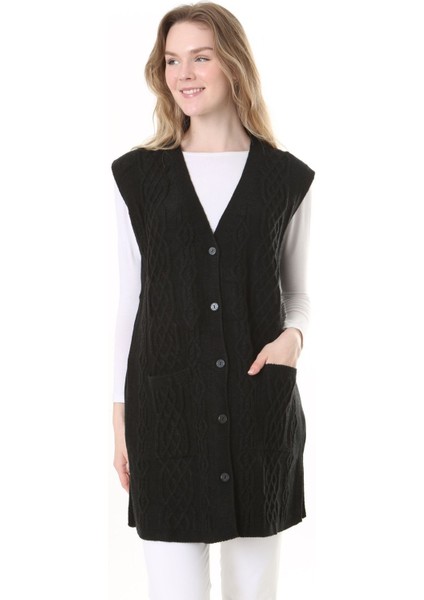 Triko Harttuş Uzun Yelek