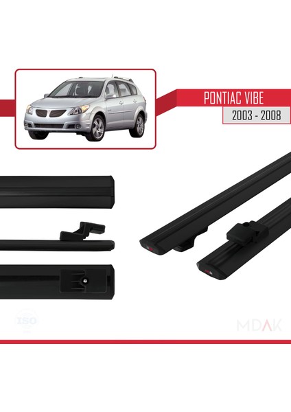 Pontiac Vibe 2003-2008 Arası ile Uyumlu Basıc Model Ara Atkı Tavan Barı Siyah 2 Adet modelleri