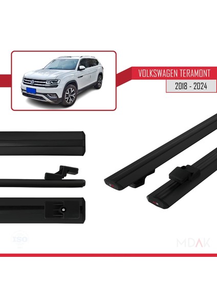 Volkswagen Teramont (Ca1) 2018-2024 Arası ile Uyumlu Basıc Model Ara Atkı Tavan Barı Siyah 2 Adet modelleri