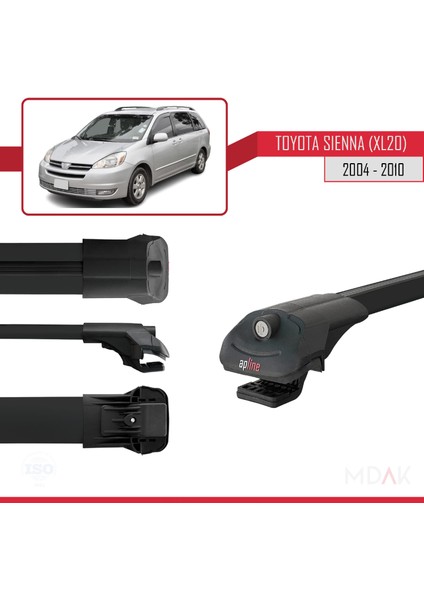 Toyota Sienna 2 (XL20) 2004-2010 Arası ile Uyumlu Ace-1 Ara Atkı Tavan Barı Siyah 2 Adet modelleri