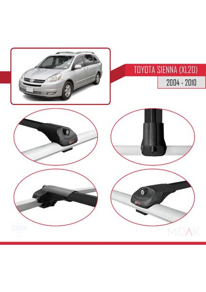 Toyota Sienna 2 (XL20) 2004-2010 Arası ile Uyumlu Ace-1 Ara Atkı Tavan Barı Siyah 2 Adet fırsatları