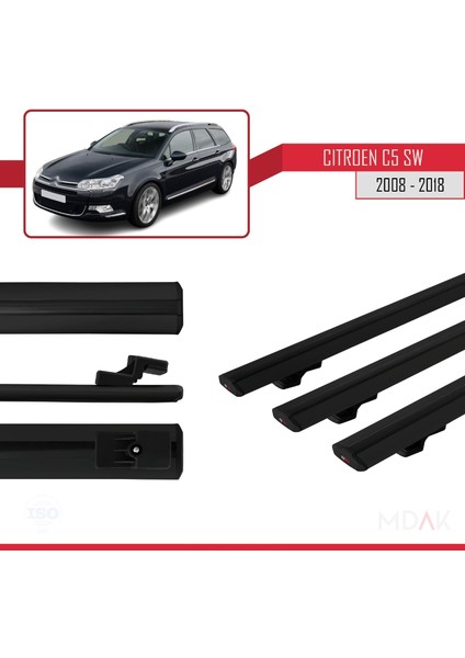 Citroen C5 Iı Tourer 2008-2018 Arası ile Uyumlu Basıc Model Ara Atkı Tavan Barı Siyah 3 Adet modelleri
