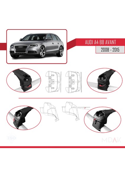 A4 (B8) Avant 2008-2015 Arası ile Uyumlu Ace-2 Ara Atkı Tavan Barı Siyah 2 Adet fırsatları