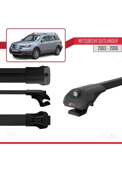 Mitsubishi Outlander 2003-2006 Arası ile Uyumlu Ace-1 Ara Atkı Tavan Barı Siyah 2 Adet modelleri