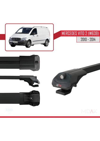 Mercedes Vito 2 (W639) Post-Facelift 2010-2014 Arası ile Uyumlu Ace-1 Ara Atkı Tavan Barı Siyah 3 Adet modelleri