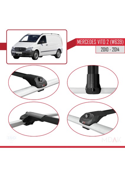 Mercedes Vito 2 (W639) Post-Facelift 2010-2014 Arası ile Uyumlu Ace-1 Ara Atkı Tavan Barı Siyah 3 Adet fırsatları