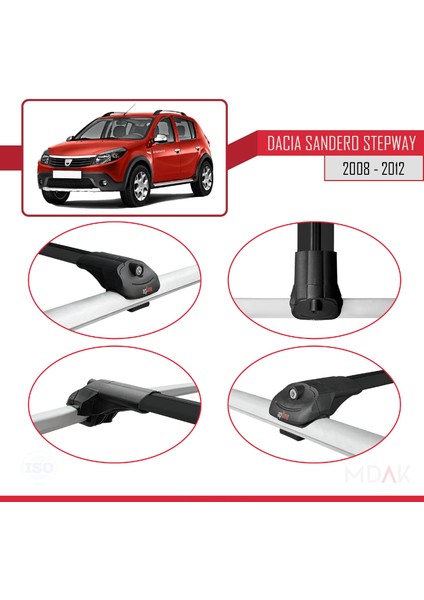 Dacia Sandero Stepway 2008-2012 Arası ile Uyumlu Ace-1 Ara Atkı Tavan Barı Siyah 3 Adet fırsatları