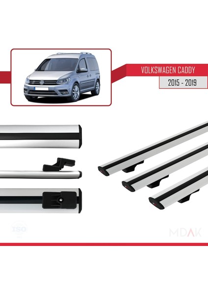 Volkswagen Caddy 3 (Sa) 2015-2019 Arası ile Uyumlu Basıc Model Ara Atkı Tavan Barı Gri 3 Adet modelleri