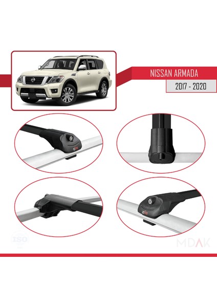 Nissan Armada 2 (Y62) 2017-2020 Arası ile Uyumlu Ace-1 Ara Atkı Tavan Barı Siyah 2 Adet fırsatları