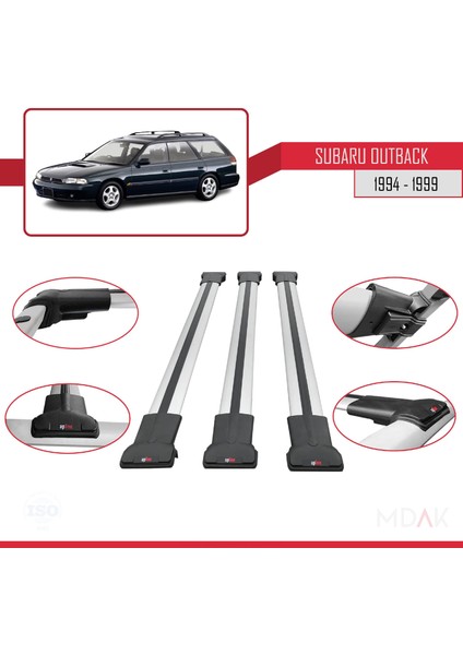 Subaru Outback 1994-1999 Arası ile Uyumlu Fly Model Ara Atkı Tavan Barı Gri 3 Adet fırsatları