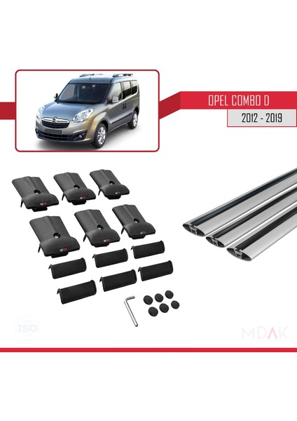 Opel Combo D 2012-2018 Arası ile Uyumlu Fly Model Ara Atkı Tavan Barı Gri 3 Adet indirimleri