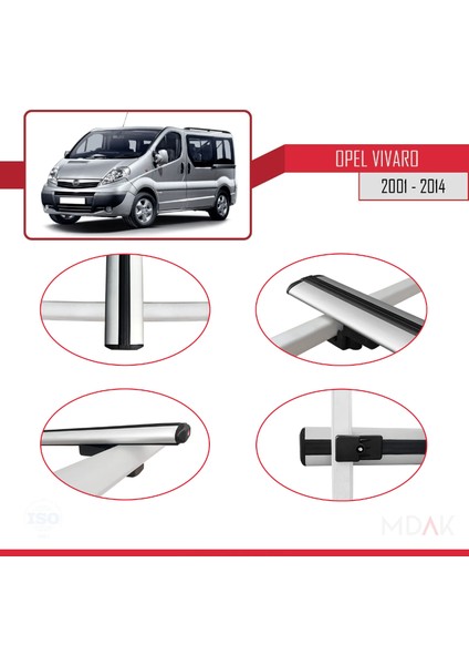 Opel Vivaro A 2001-2014 Arası ile Uyumlu Basıc Model Ara Atkı Tavan Barı Gri 2 Adet fırsatları