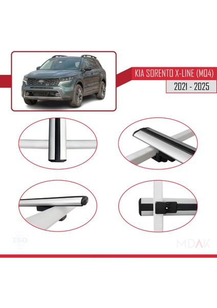 Kia Sorento 4 (Mq4) X-Line 2021 ve Sonrası ile Uyumlu Basıc Model Ara Atkı Tavan Barı Gri 2 Adet fırsatları