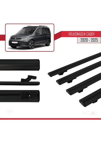 Volkswagen Caddy 4 (Sb) 2020 ve Sonrası ile Uyumlu Basıc Model Ara Atkı Tavan Barı Siyah 4 Adet modelleri