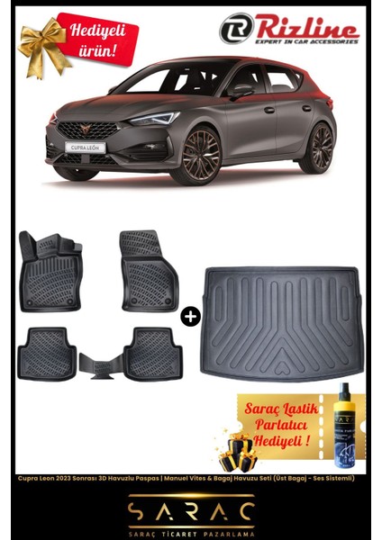 Cupra Leon 2023 Sonrası 3D Havuz Paspas|manuel Vites&üst Bagaj Havuz Set(Ses Sistemli)+(Hediyeli!)