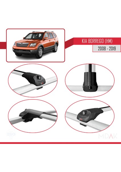 Kia Borrego (Hm) 2008-2019 Arası ile Uyumlu Ace-1 Ara Atkı Tavan Barı Gri 3 Adet fırsatları