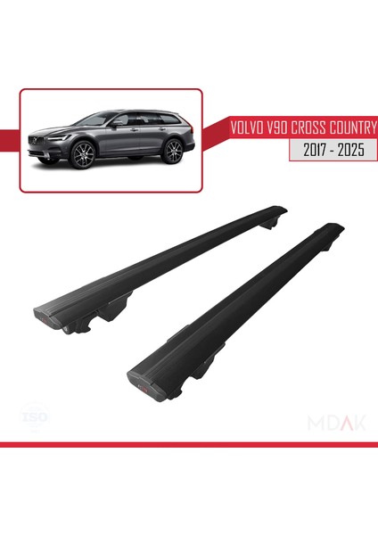 Volvo V90 Iı Cross Country 2017 ve Sonrası ile Uyumlu Hook Model Ara Atkı Tavan Barı Siyah 2 Adet fırsatları