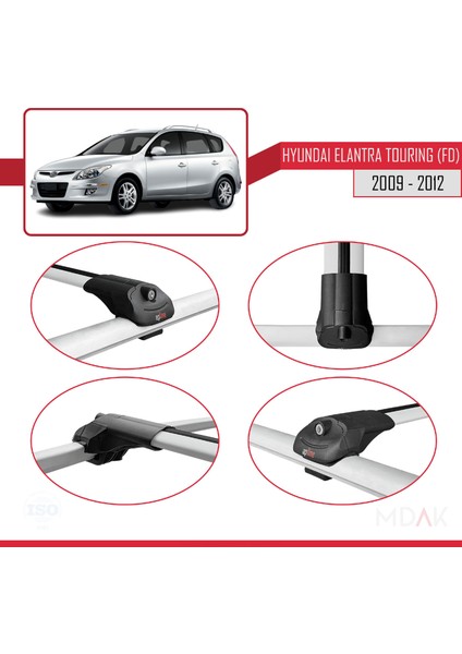 Hyundai Elantra Touring (Fd) 2009-2012 Arası ile Uyumlu Ace-1 Ara Atkı Tavan Barı Gri 3 Adet fırsatları