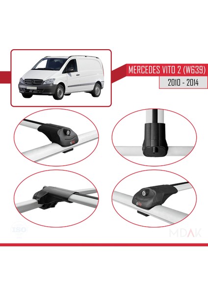 Mercedes Vito 2 (W639) Post-Facelift 2010-2014 Arası ile Uyumlu Ace-1 Ara Atkı Tavan Barı Gri 4 Adet fırsatları